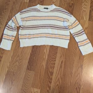 Kittenish Cream and Brown Striped Sweater